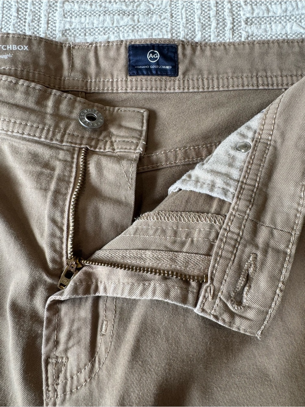 AG Adriano Goldschmied Matchbox Slim Straight Jeans | Khaki Beige | Men’s 34 - Picture 12 of 15